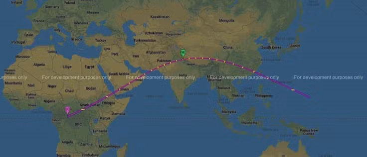 NASA đã tạo ra một bản đồ về quỹ đạo của nhật thực hình khuyên hôm 21.6 tới, chỉ ra các khu vực có thể quan sát được hiện tượng này nếu điều kiện thời tiết cho phép. Ảnh: NASA