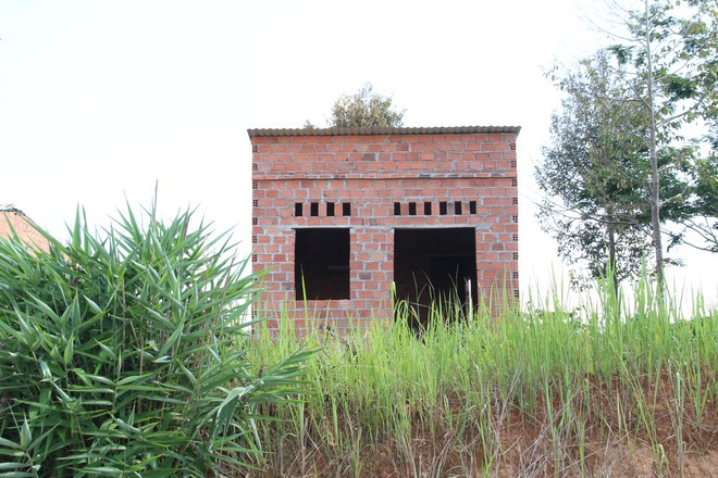 1 ngôi nhà tại khu tái định cư bị bỏ hoang, cỏ mọc kín lối đi ẢNH: ĐỨC NHẬT