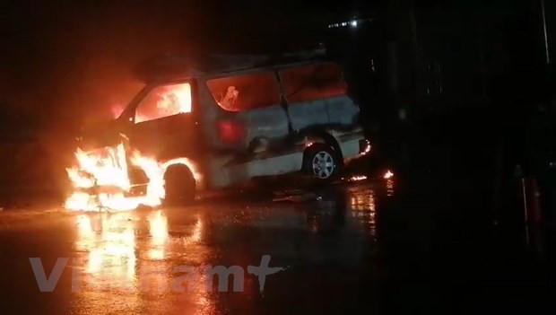 Hiện trường vụ tai nạn. (Ảnh: Đậu Tất Thành/Vietnam+)