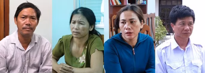 Các đối tượng (từ trái qua phải): Nguyễn Tư Sơn; Dương Thị Thu; Hoàng Thị Dịu; Nguyễn Hữu Chức tại cơ quan Công an