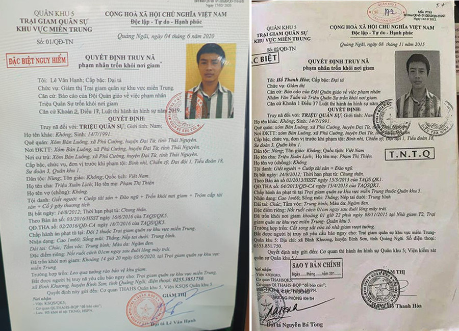 2 quyết định truy nã Sự vào năm 2015 và 2020. 2 quyết định truy nã Sự vào năm 2015 và 2020.