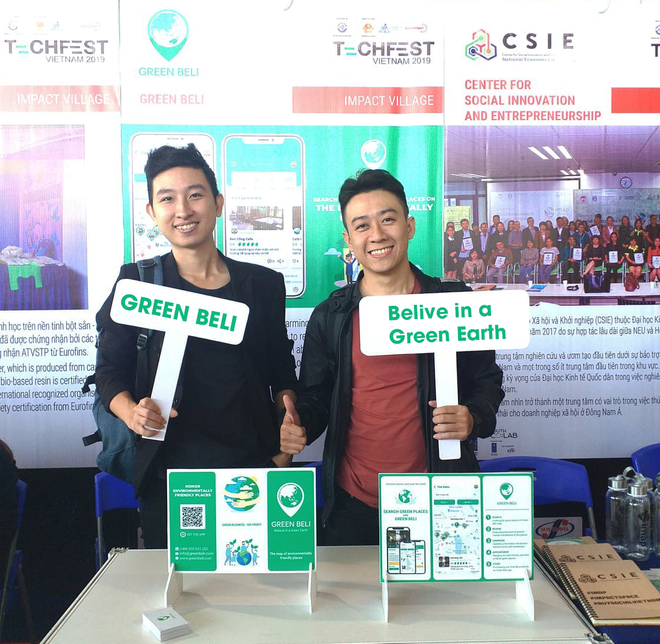 Thắng (trái) và Khoa (phải), hai chàng trai xây dựng cộng đồng sống xanh Green Beli ẢNH: AN QUÂN