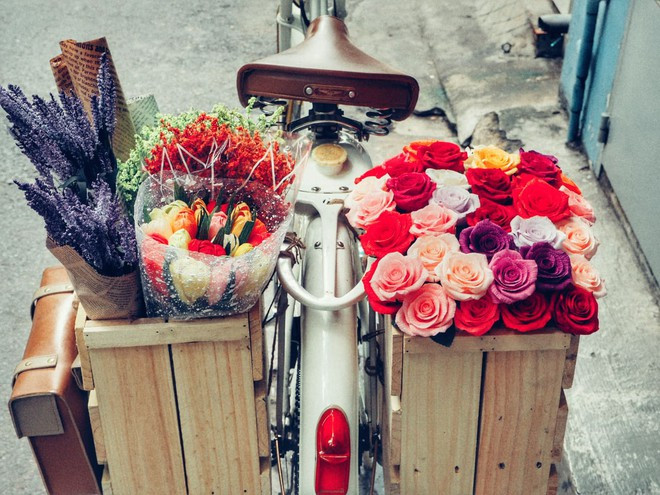 Xe hoa của Nhân khi đi giao hàng cho khách