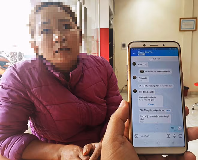Bà Y. cùng chiếc điện thoại có tin nhắn của “phòng điều tra”