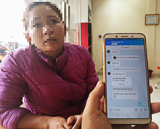Bà Y. cùng chiếc điện thoại có tin nhắn của “phòng điều tra”