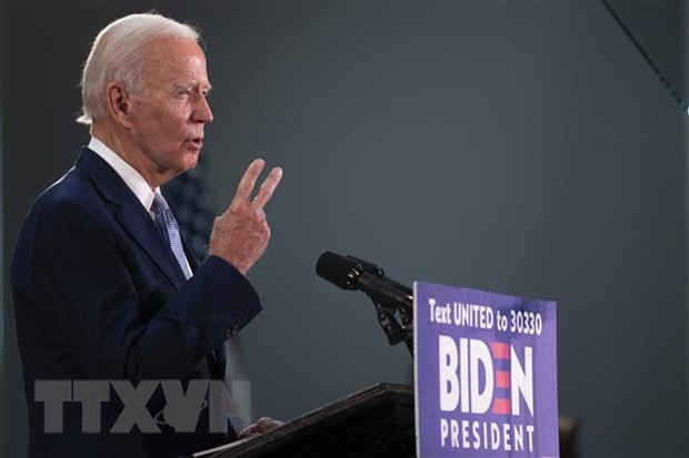 Ứng viên tranh cử Tổng thống Mỹ của đảng Dân chủ, cựu Phó Tổng thống Joe Biden phát biểu tại Dover, Delaware ngày 5/6. (Ảnh: AFP/TTXVN) Ứng viên tranh cử Tổng thống Mỹ của đảng Dân chủ, cựu Phó Tổng thống Joe Biden phát biểu tại Dover, Delaware ngày 5/6. (Ảnh: AFP/TTXVN)
