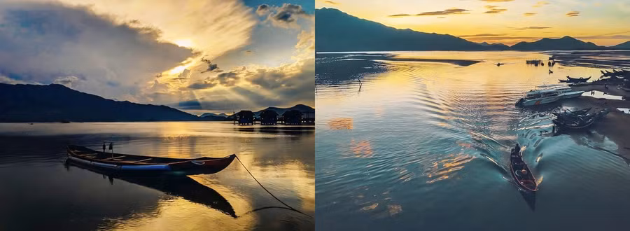 Khi thủy triều dâng, thuyền bè rẽ nước tạo nên cảnh tượng đẹp mắt. Khi nước rút, đáy đầm hiện ra với những mảng cát trắng ngà. Dân bản địa lẫn du khách đánh giá nơi đây đẹp hoang sơ, sông nước hữu tình. Nhiều phượt thủ thường đến check-in, chụp ảnh đầm Lập An lúc hoàng hôn hay bình minh.