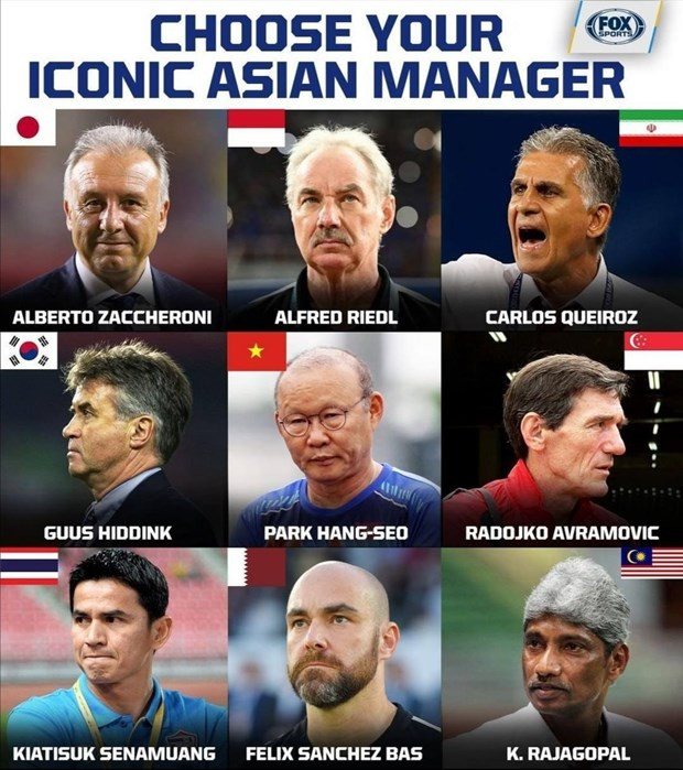 Danh sách 9 HLV được Fox Sport Asia lựa chọn.