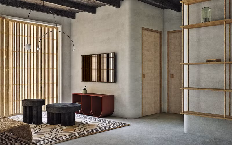 Kệ màu đỏ thể hiện phần nào nét hoang dại của phong cách du mục.