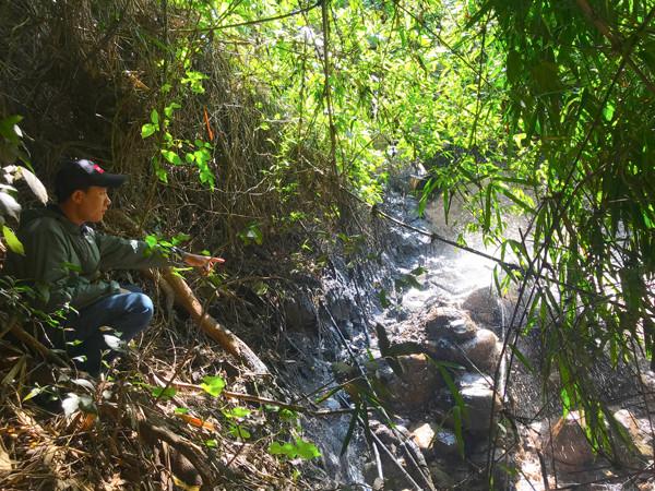 Khu vực xả thải ra suối Ayun của Nhà máy Chế biến tinh bột sắn Mang Yang. Ảnh: V.N