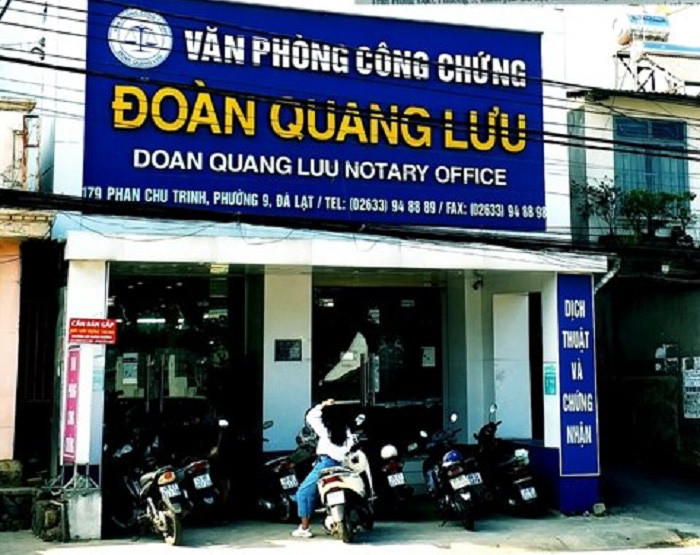 Văn phòng Công chứng Đoàn Quang Lưu, nơi anh Sử và chị Lâm đang làm việc.