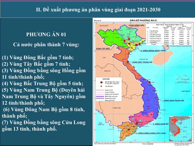 Phương án 1 về phân vùng giai đoạn 2021-2030