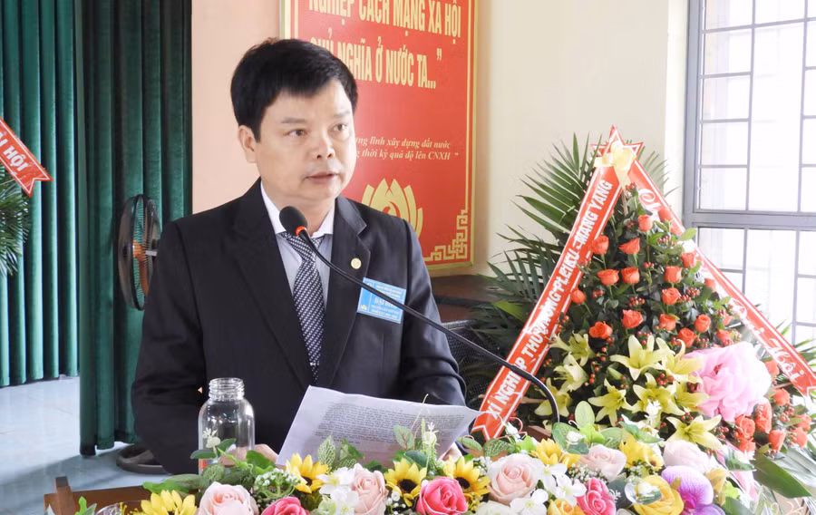 Chủ tịch UBND Thành phố Pleiku Nguyễn Hữu Quế phát biểu chỉ đạo tại đại hội. Ảnh: Thanh Nhật