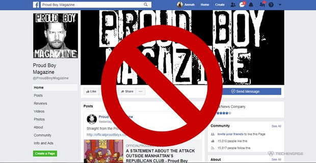 Facebook đã xóa gần 900 tài khoản liên quan đến các nhóm Proud Boys và American Guard. (Nguồn: Techengage)