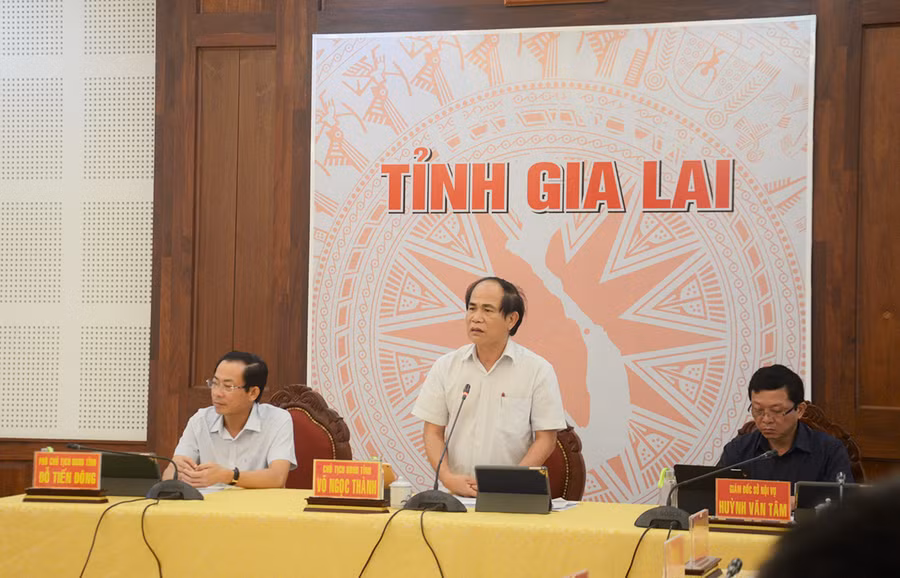 Chủ tịch UBND tỉnh Võ Ngọc Thành phát biểu tại Hội nghị. Ảnh: Phương Linh