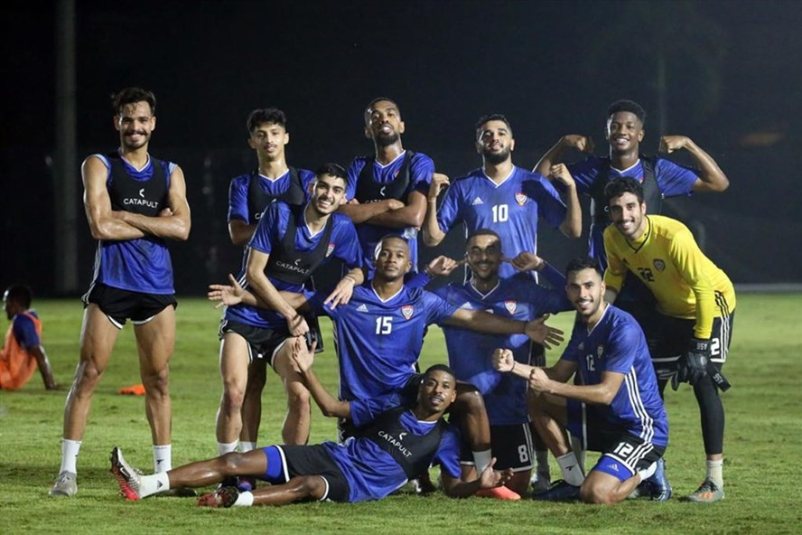 Các cầu thủ U23 UAE như mọi khi rất tự tin trước trận ra quân một giải đấu lớn. Ảnh: LĐBĐ UAE.