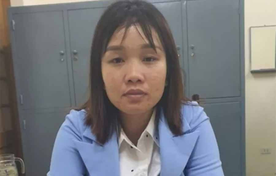 Nữ cộng tác viên Phạm Thị Thu tại cơ quan công an