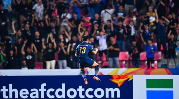  Jaroensak ăn mừng sau khi ghi bàn cho U23 Thái Lan. (Nguồn: AFC)
