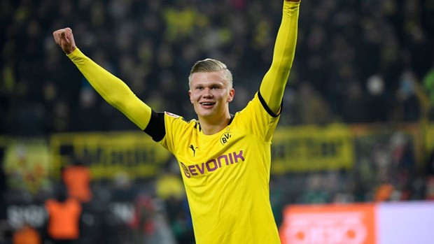 Erling Haland đã có 5 bàn sau 57 phút thi đấu ở 2 trận của Dortmund. (Nguồn: Getty Images)