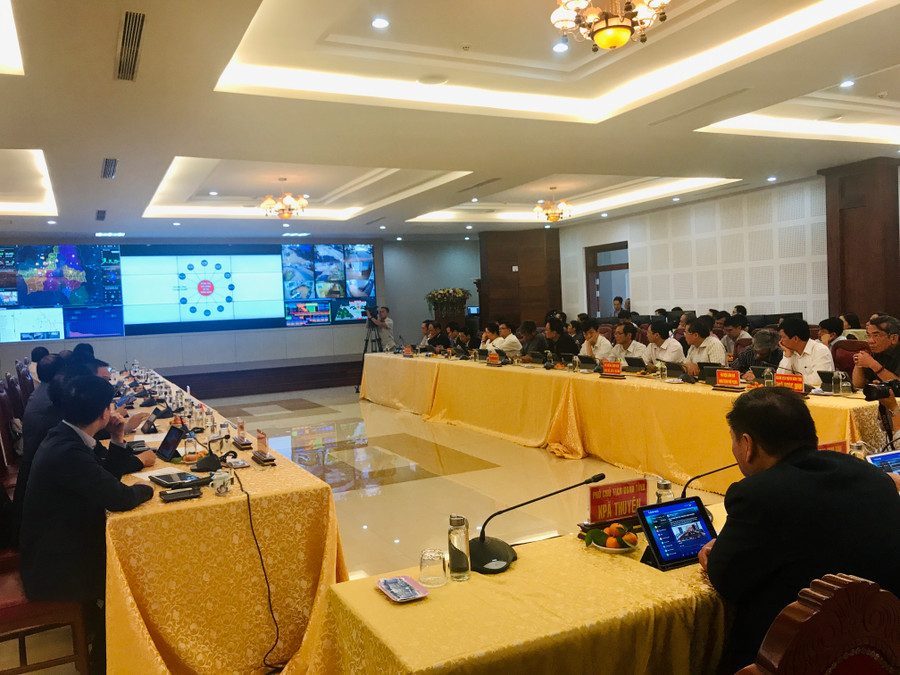 Quang cảnh lễ khai trương vận hành thí điểm Trung tâm điều hành đô thị thông minh. Ảnh: Trần Dung