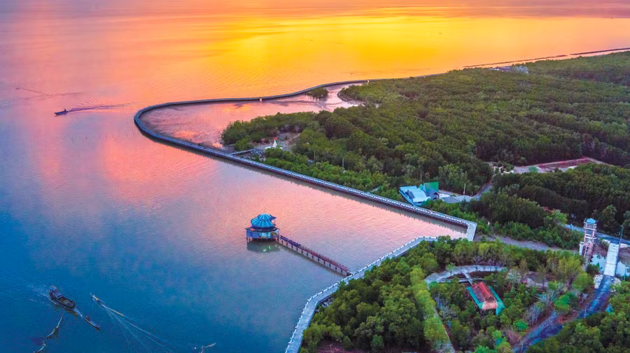  Mũi Cà Mau nhìn từ trên cao. Ảnh: NGUYỄN VINH HIỂN