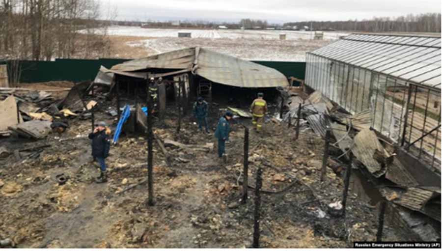 Hiện trường vụ cháy. Ảnh: Bộ Tình trạng khẩn cấp Nga Hiện trường vụ cháy. Ảnh: Bộ Tình trạng khẩn cấp Nga