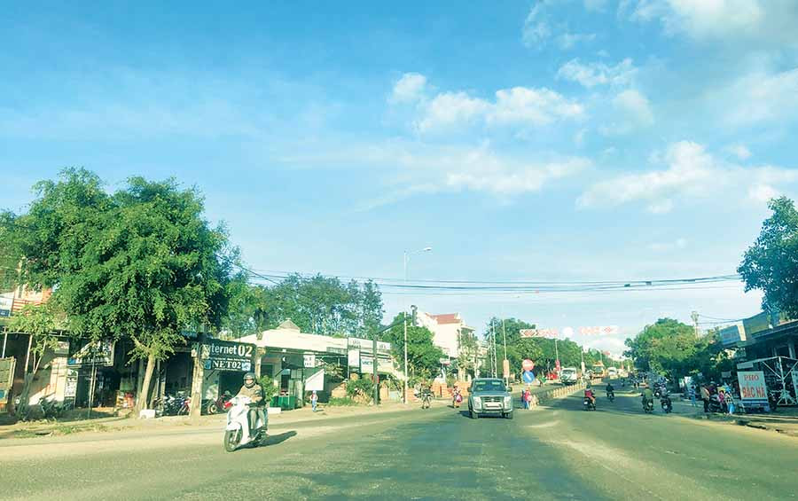 Một góc thị trấn Kon Dơng, huyện Mang Yang.