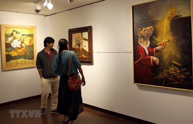  Triển lãm về hình tượng con giáp Tý. (Ảnh: Trần Lê Lâm/TTXVN)