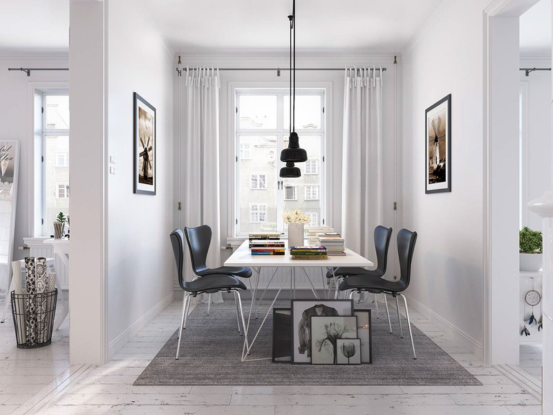 Đèn và ghế ăn màu đen tạo điểm nhấn xinh xắn cho khu vực ăn uống. Đèn và ghế ăn màu đen tạo điểm nhấn xinh xắn cho khu vực ăn uống.