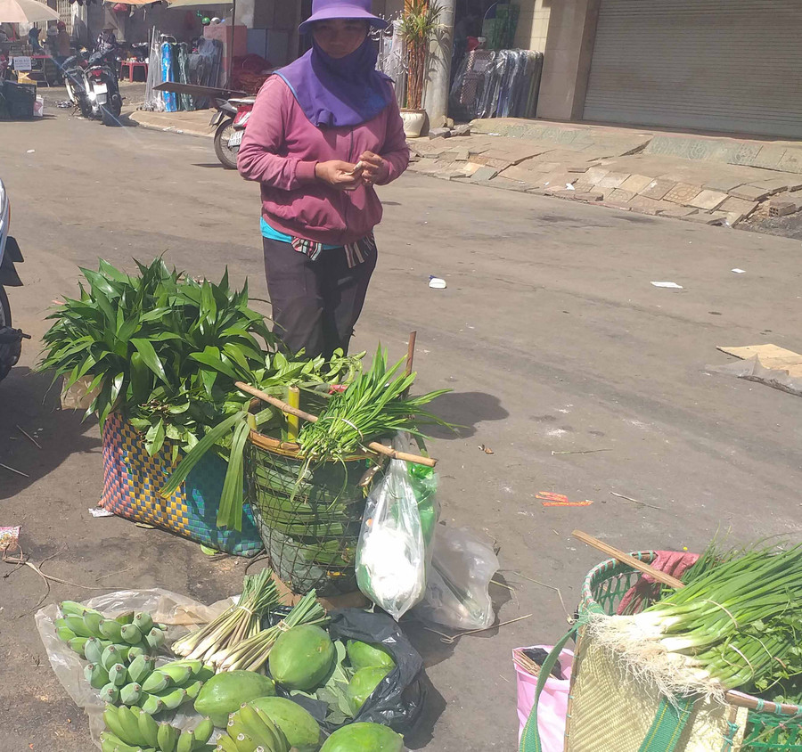 Chị HNgam, làng Jek mang đặc sản của nhà bán ở chợ Tết. Ảnh: Đinh Yến Chị HNgam, làng Jek mang đặc sản của nhà bán ở chợ Tết. Ảnh: Đinh Yến