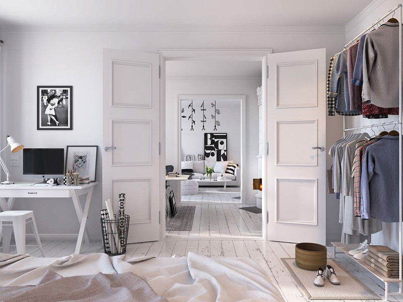 Từ phòng ngủ, đôi vợ chồng cũng có thể quan sát phòng khách bên ngoài nhờ cửa đặt thẳng với phòng khách. Từ phòng ngủ, đôi vợ chồng cũng có thể quan sát phòng khách bên ngoài nhờ cửa đặt thẳng với phòng khách.