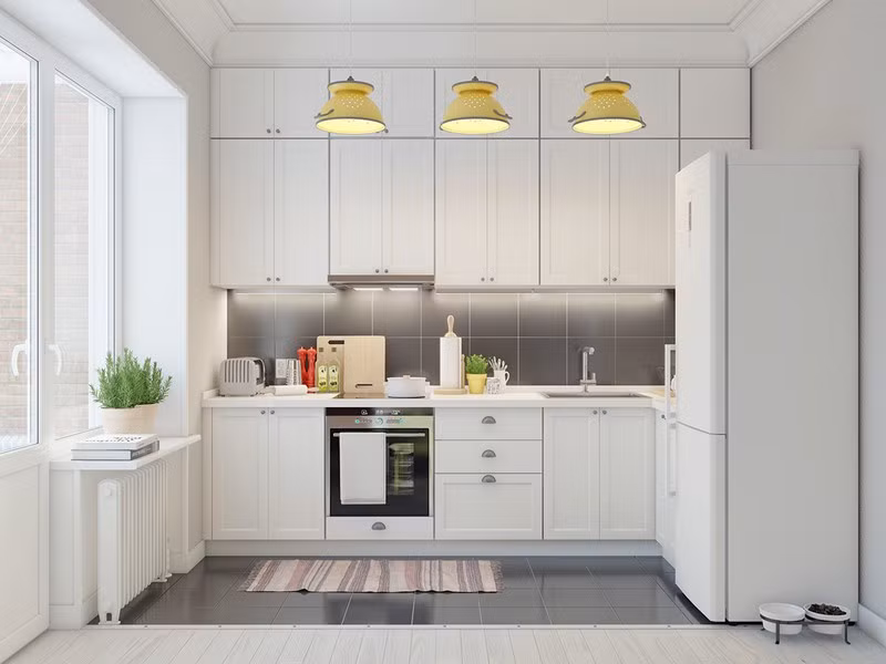 Cửa sổ là giải pháp hoàn hảo để căn bếp nhỏ trở nên rộng và không bị ám mùi.