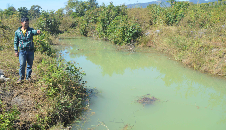 Hiện trường em Suy bị đuối nước. Ảnh: Đinh Yến 