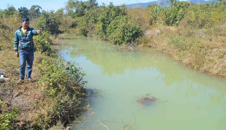 Hiện trường em Suy bị đuối nước. Ảnh: Đinh Yến 