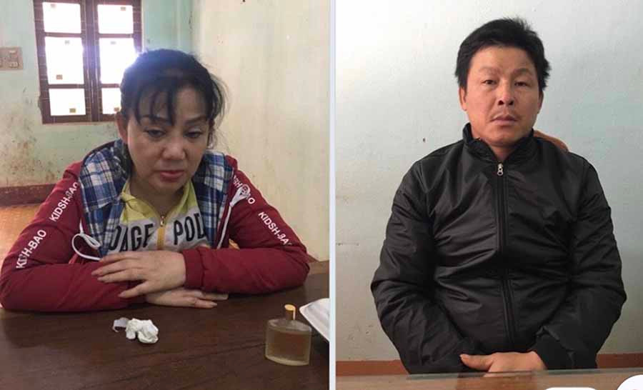  Từ trái sang: Đối tượng Nguyễn Thị Thanh Tâm và Trần Văn Thảo tại Cơ quan Điều tra. Ảnh: L.V.N