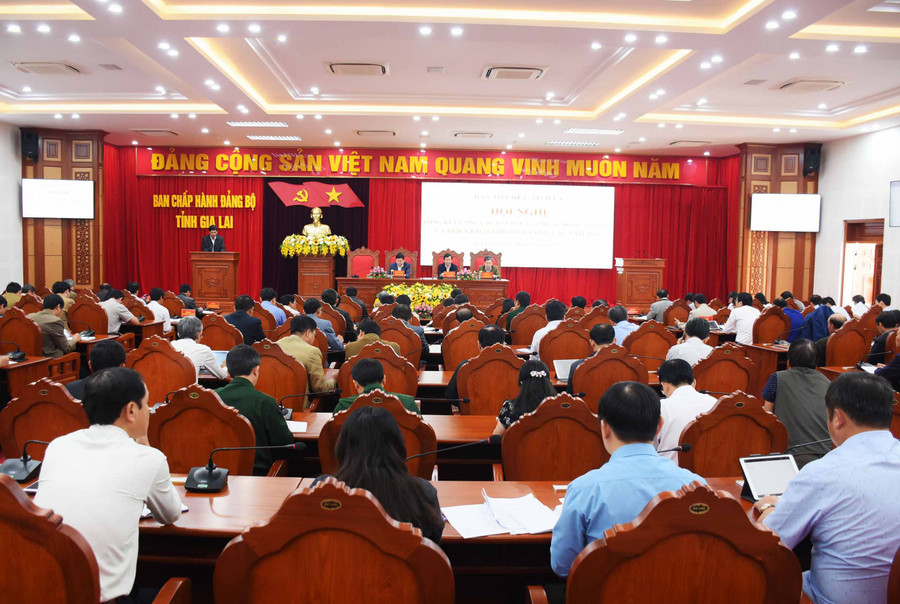 Hội nghị tổng kết công tác tổ chức xây dựng đảng năm 2019 và triển khai nhiệm vụ năm 2020. Ảnh: Minh Nguyễn