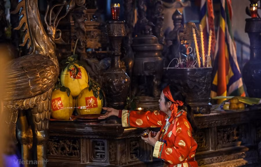  Hình ảnh tại lễ khai ấn Đền Trần năm 2019. (Ảnh: PV/Vietnam+)