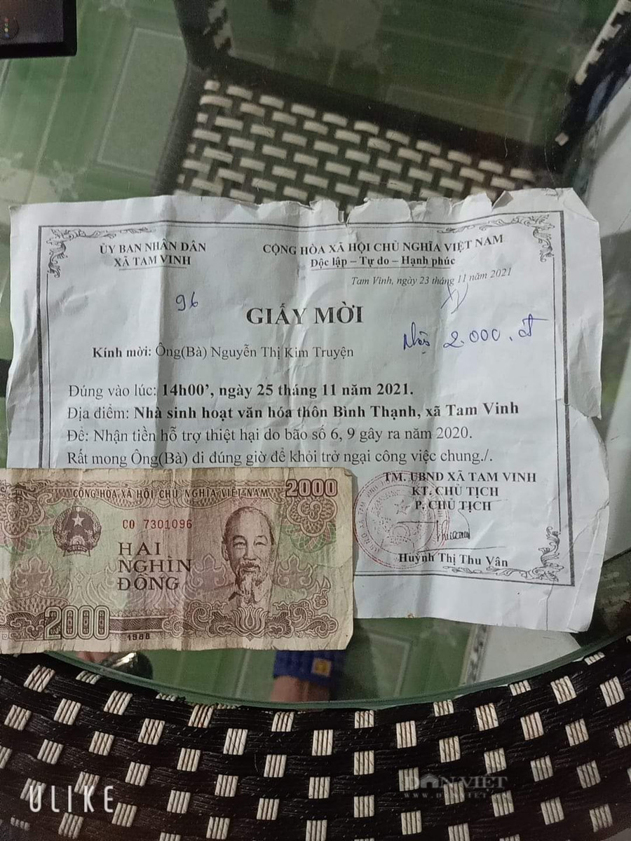 Một hộ dân ở xã Tam Vinh, huyện Phú Ninh được hỗ trợ 2.000 đồng ảnh hưởng bão, lũ năm 2020 (Ảnh: Nguyễn Truyện)  Một hộ dân ở xã Tam Vinh, huyện Phú Ninh được hỗ trợ 2.000 đồng ảnh hưởng bão, lũ năm 2020 (Ảnh: Nguyễn Truyện)