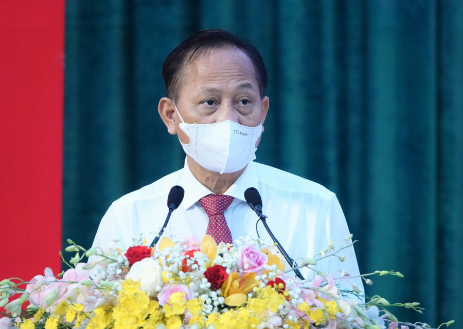 Ông Trần Văn Nam, Bí thư Huyện ủy Bình Chánh đánh giá việc điều chỉnh quy hoạch sẽ khai thác tốt hơn tiềm năng, thế mạnh của huyện trong những năm tới. Ảnh: Sỹ Đông