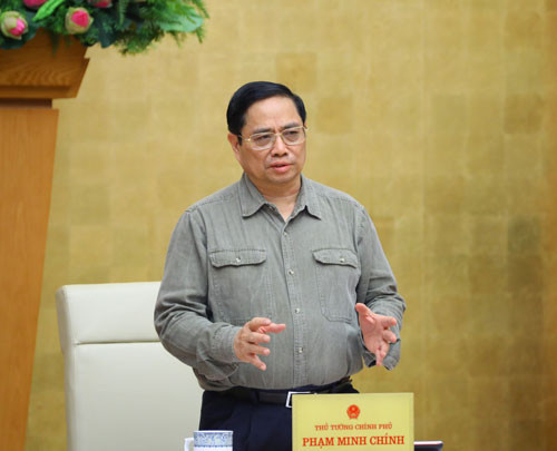 Thủ tướng Phạm Minh Chính chủ trì phiên họp Chính phủ thường kỳ tháng 10, ngày 6-11 Ảnh: TTXVN