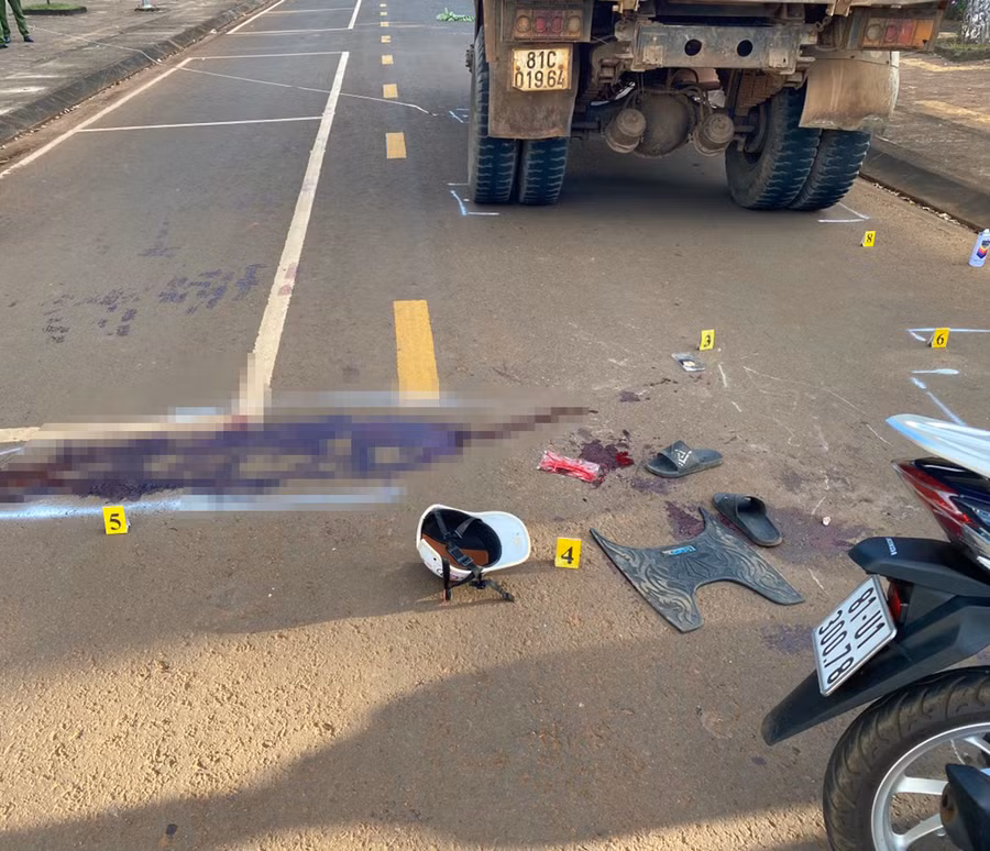 Hiện trường vụ tai nạn. Ảnh Công an huyện Đức Cơ Hiện trường vụ tai nạn. Ảnh Công an huyện Đức Cơ