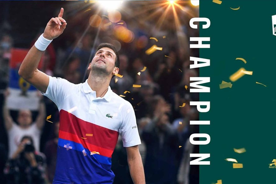 Trả nợ thành công Daniil Medvedev, Novak Djokovic vô địch Paris Masters 2021 và tiếp tục phá những kỷ lục trong làng quần vợt thế giới. Ảnh: ATP Tour