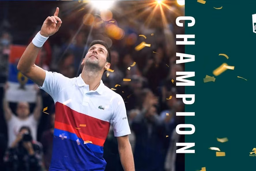 Trả nợ thành công Daniil Medvedev, Novak Djokovic vô địch Paris Masters 2021 và tiếp tục phá những kỷ lục trong làng quần vợt thế giới. Ảnh: ATP Tour