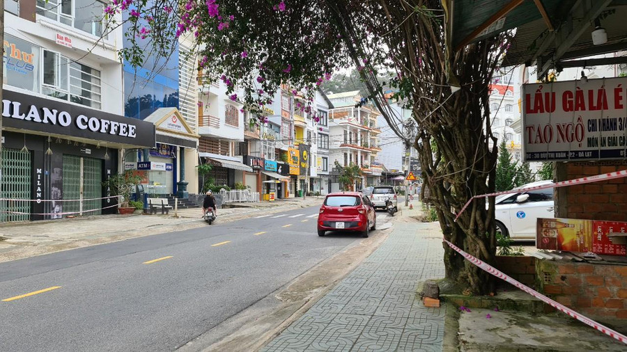 Đường Bùi Thị Xuân, Đà Lạt có nhiều hàng quán phải giăng dây. Ảnh: Lâm Viên