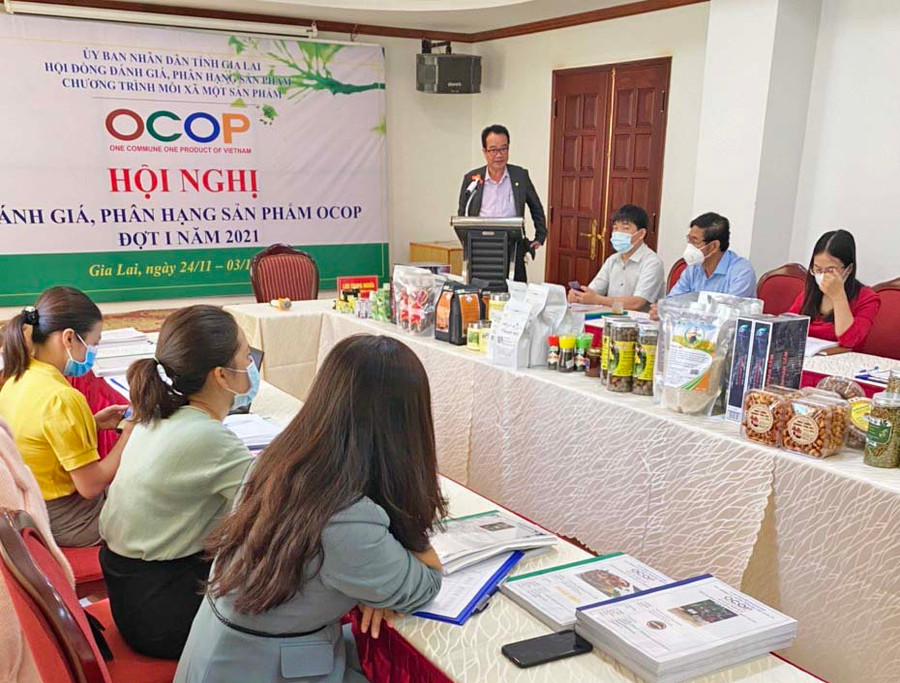 Ông Lưu Trung Nghĩa-Giám đốc Sở Nông nghiệp và PTNT-Phó Chủ tịch Thường trực Hội đồng đánh giá, phân hạng sản phẩm OCOP cấp tỉnh khai mạc Hội nghị. Ảnh: Nguyễn Diệp