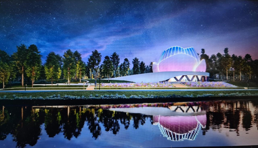 Phối cảnh Công viên Xuân Hương và nụ hoa 3 tầng làm Trung tâm triển lãm. Ảnh: Tư Liệu