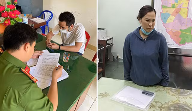 Đối tượng Tùng (áo trắng bên trái) và Trang (phải). Ảnh: V.Xin.