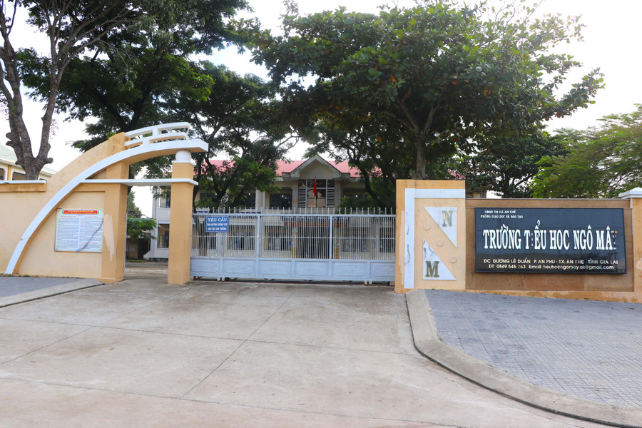  Trường Tiểu học Ngô Mây (phường An Phú, thị xã An Khê)-nơi có phụ huynh phản ánh nhà trường thu nhiều khoản thu ngoài quy định. Ảnh: Ngọc Minh