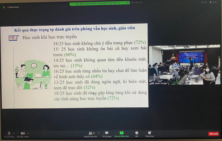 Kết quả phỏng vấn học sinh, sinh viên học trực tuyến được chia sẻ tại tọa đàm ẢNH CHỤP MÀN HÌNH