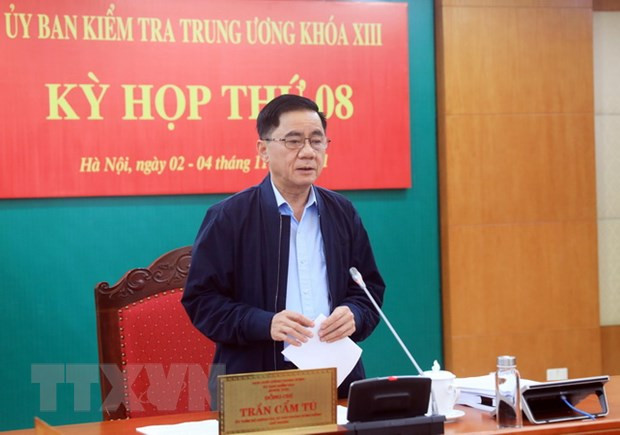 Chủ nhiệm Ủy ban Kiểm tra Trung ương Trần Cẩm Tú chủ trì Kỳ họp thứ 8 Ủy ban Kiểm tra Trung ương. (Ảnh: Lâm Khánh/TTXVN)